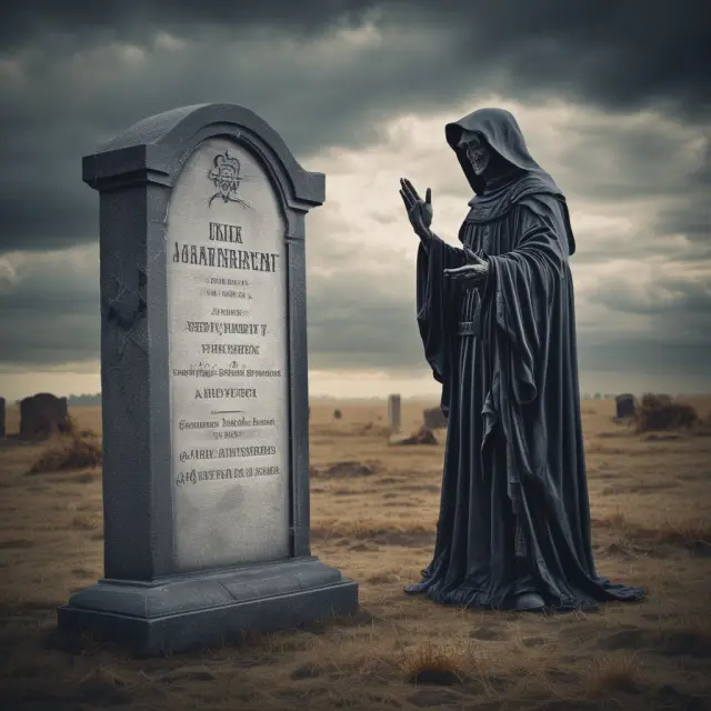 Visualization of tombstones transitioning from ominous markers to informative public offering ads