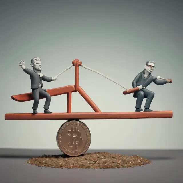 Seesaw scales with currencies as weights and interest rates as balance, symbolizing the advantages and disadvantages of tom-next transactions