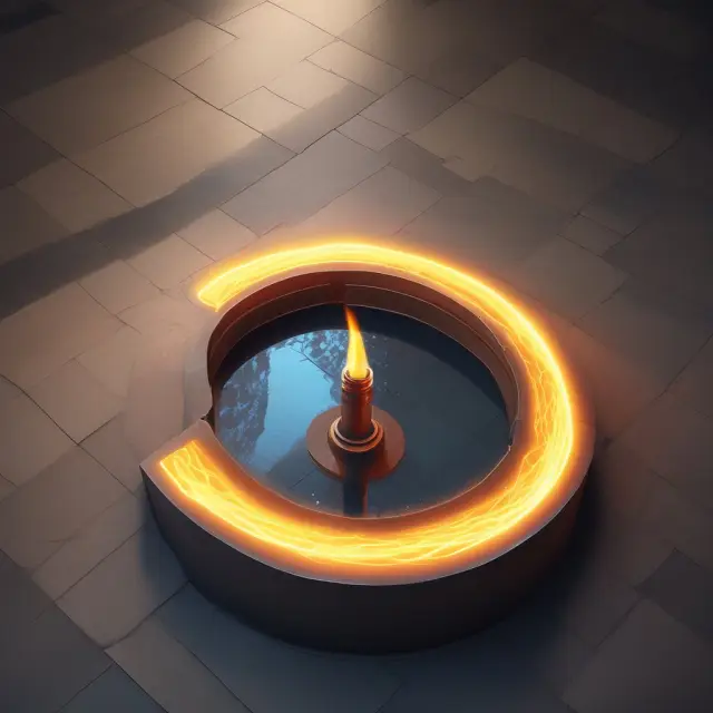 Eternal flame divides a pool of investors, symbolizing the unique yield structure in a Tontine investment.