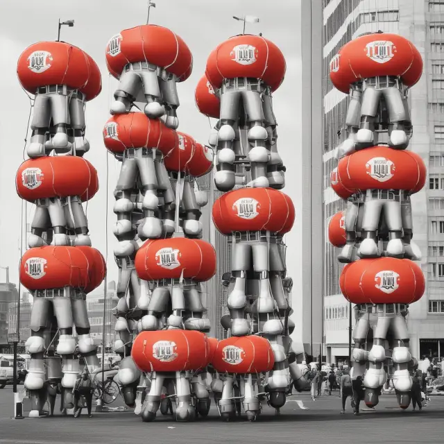 Giants symbolizing ‘too big to fail’ banks during the financial crisis, with some holding lifebuoys representing government intervention.