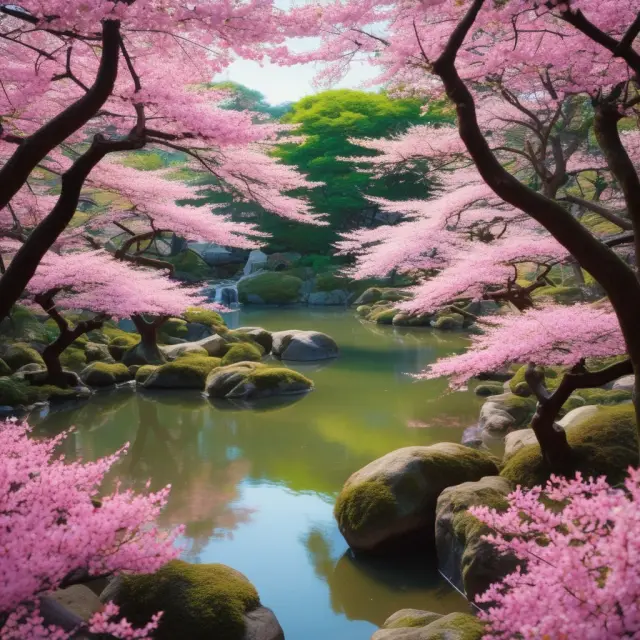 Japanese garden filled with cherry blossoms signifying the evolving TOPIX sector indices and subindices