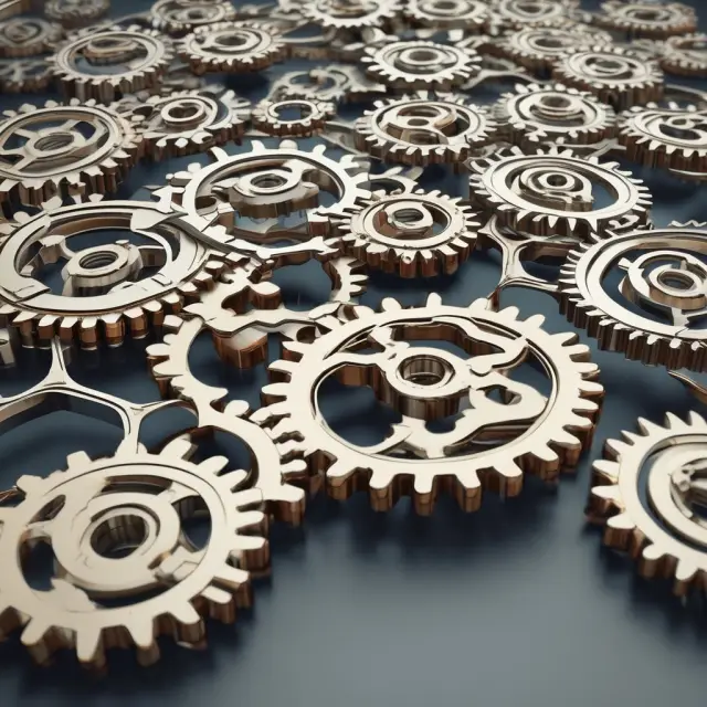 An intricate network of gears and cogs represents the TMX Group