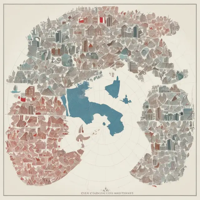 An intricate mosaic formed by the hands of global institutional investors creating a map of various sectors on the Toronto Stock Exchange (TSX), symbolizing strategic investment opportunities.