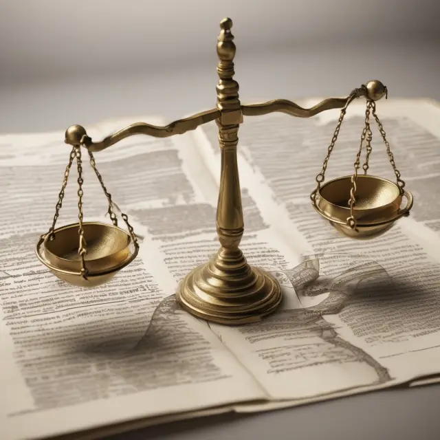 Scales of justice tipping towards tort reform symbols. Image illustrates the balance between fairness and efficient legal system changes.