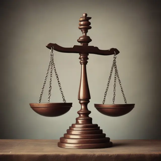An ancient scale with one side representing outdated frivolous lawsuits and the other, promising tort reform trends