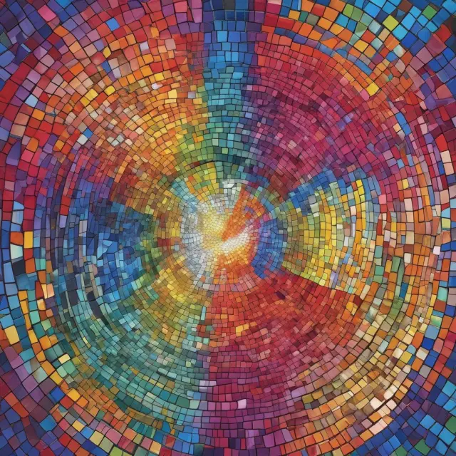 A colorful mosaic of corporate bonds (30%) and government bonds (70%), symbolizing the balanced diversity in the Vanguard Total Bond Market Index Fund