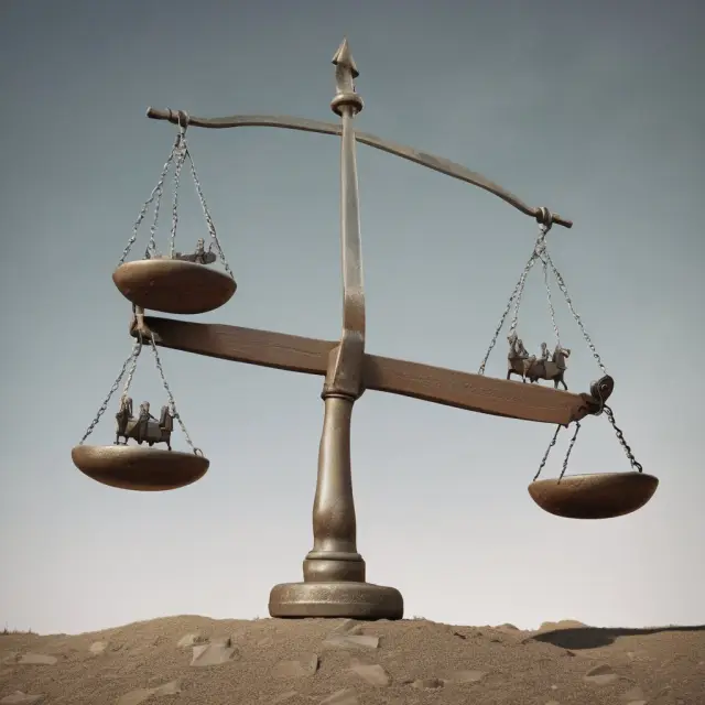 Scales illustrating debt and equity, tipping due to external economic factors