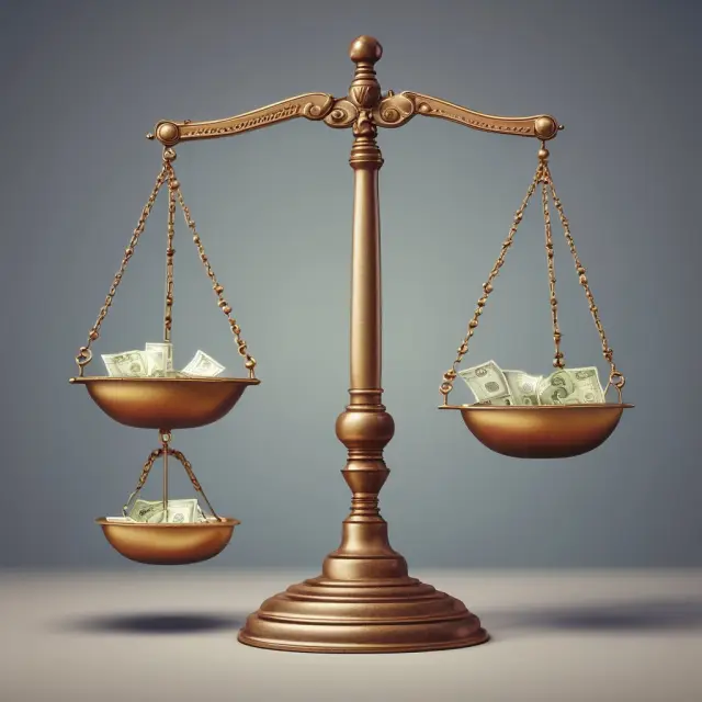Scales balancing debt and equity represent debt-to-capitalization ratio calculation