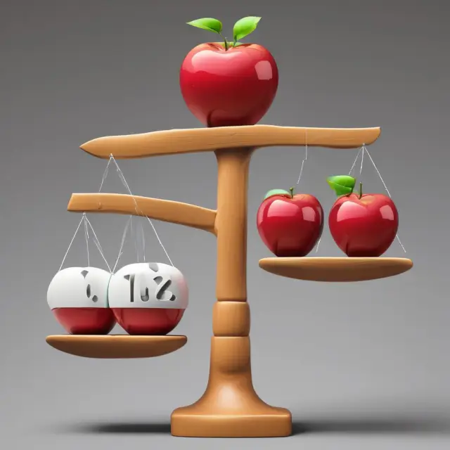 A balanced scale illustrating Apple