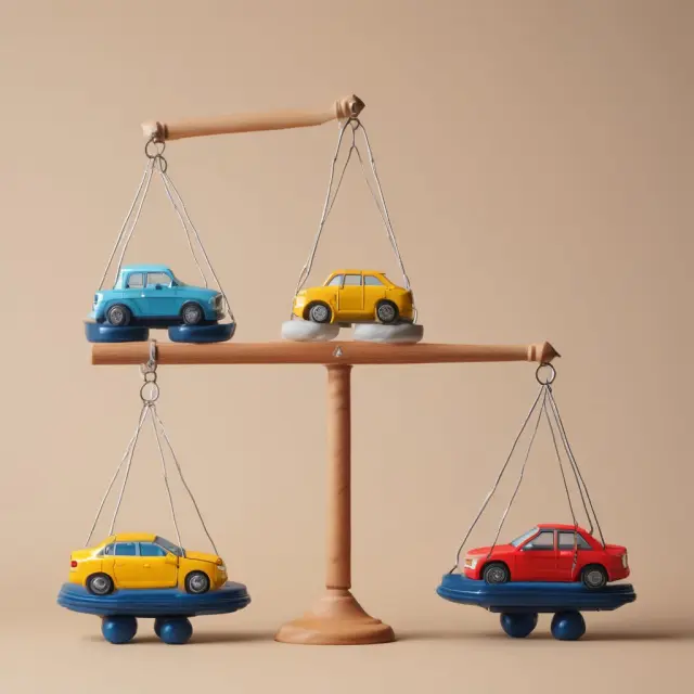 Scale comparing vehicles (assets) and associated costs, illustrating Total Cost of Ownership in business strategy
