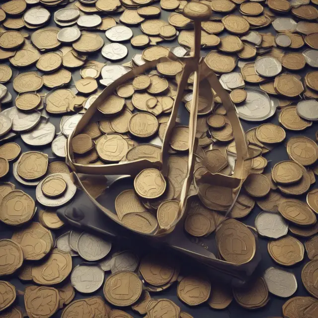 A scale balanced between a new and used car, with coins depicting total cost components (purchase price, insurance, maintenance, repairs, tires, fees) flowing in for each