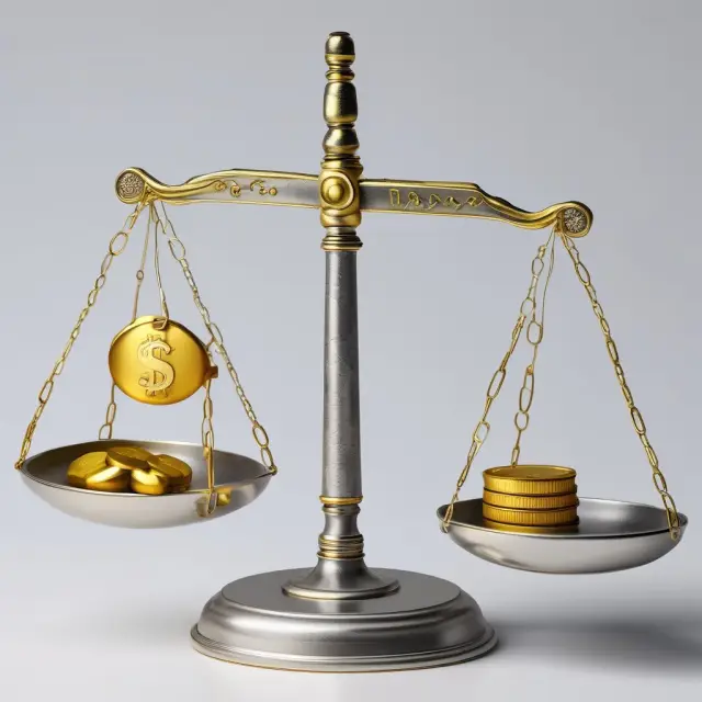 Two sets of scales: one with gold weights (TDS) and the other with silver coins (GDS), representing housing & non-housing debt obligations in mortgage assessments