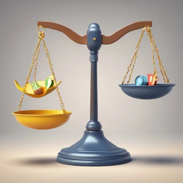 A balance scale tilted in favor of a borrower with a high credit score, full piggy bank, and handshake symbolizing loyalty