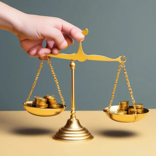 A golden borrower balancing a scale represents mortgage decisions influenced by Total Debt Service (TDS) ratios