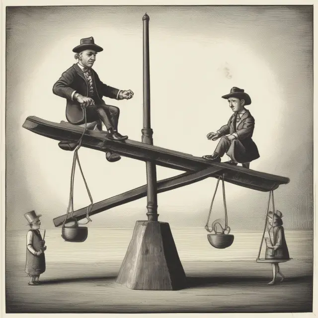 Seesaw represents total-debt-to-total-assets ratio. Balance point is interest coverage ratio.