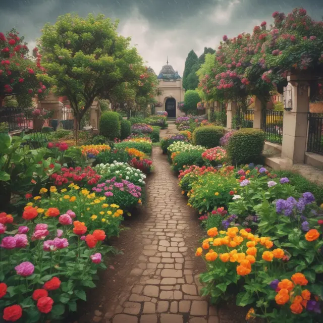 A flourishing garden represents total return investment, with dividends as fruits, capital gains as blossoms, and tax rainwater nourishing growth.