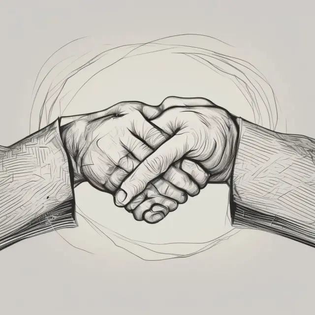 Intertwined hands representing parties in a Total Return Swap agreement; one hand pays a set rate, and the other receives the underlying asset