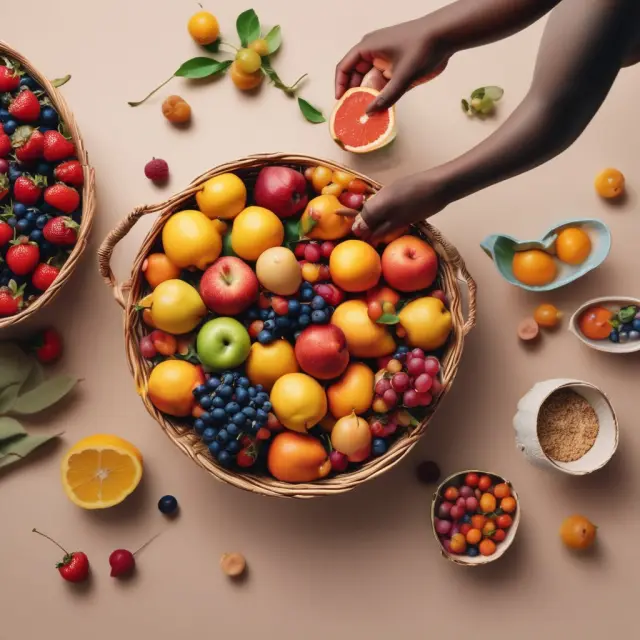 Person weighs fruits in a basket, measuring utility gained from consumption