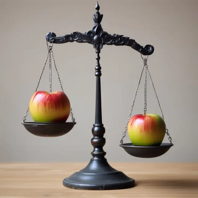 Balanced scales filled with apples represent individual preferences and budget constraints as they determine total utility from various expenses