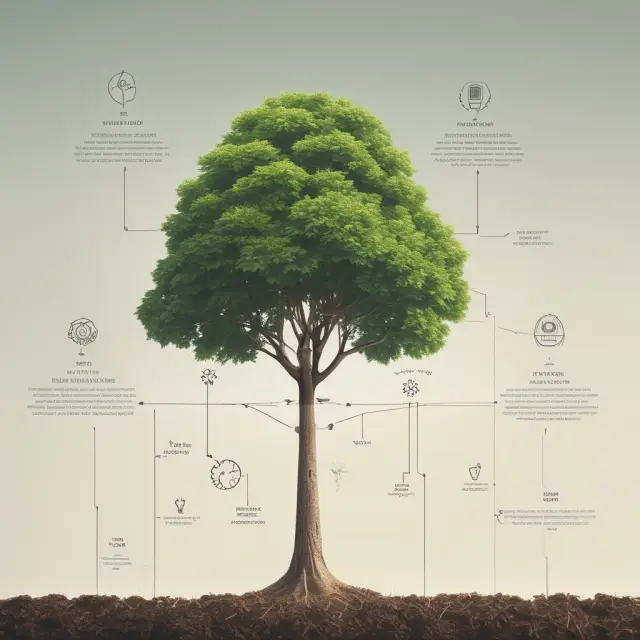 A seedling growing into a towering tree symbolizing the evolution and growth of tracker funds in finance