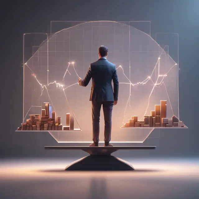 Professional investor managing diverse tracker funds on a transparent scale