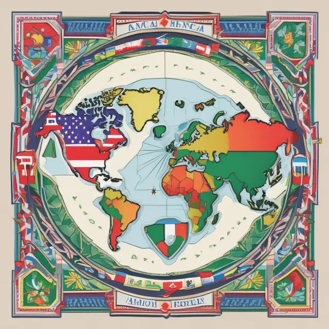 A trio of countries creating a vibrant, interwoven tapestry representing the USMCA