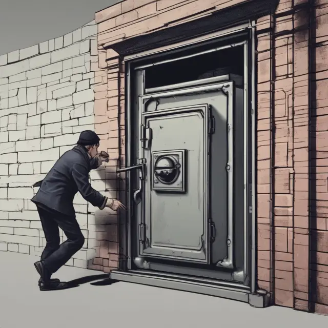 Thief attempting to steal confidential business information from a secure vault