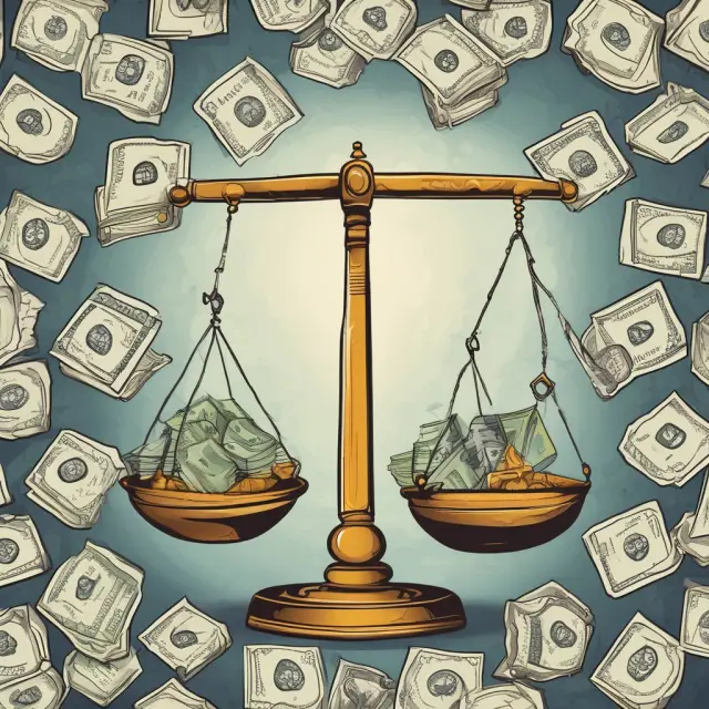 Two scales represent fixed and floating exchange rates, balanced by a mermaid symbolizing economic forces.