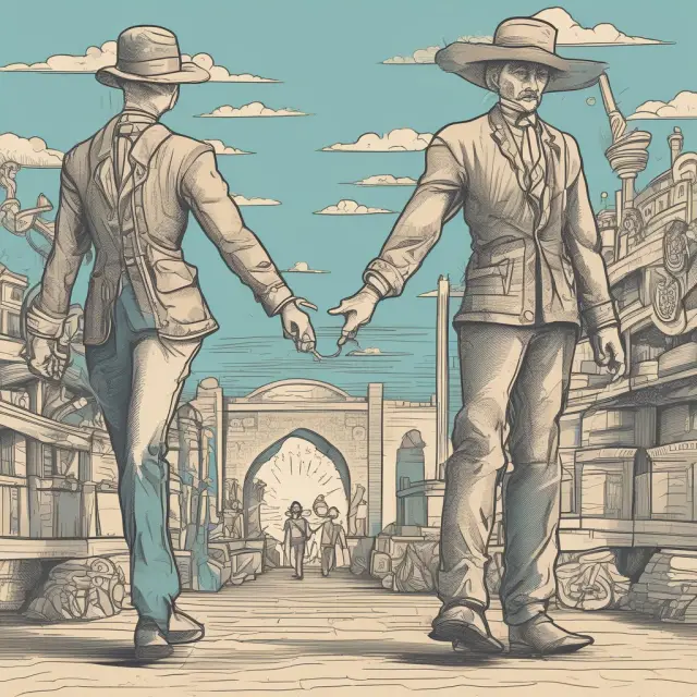 A metaphorical representation of third-party intermediaries facilitating international trade through an elegant dance involving letters of credit, factoring, and lending lines of credit