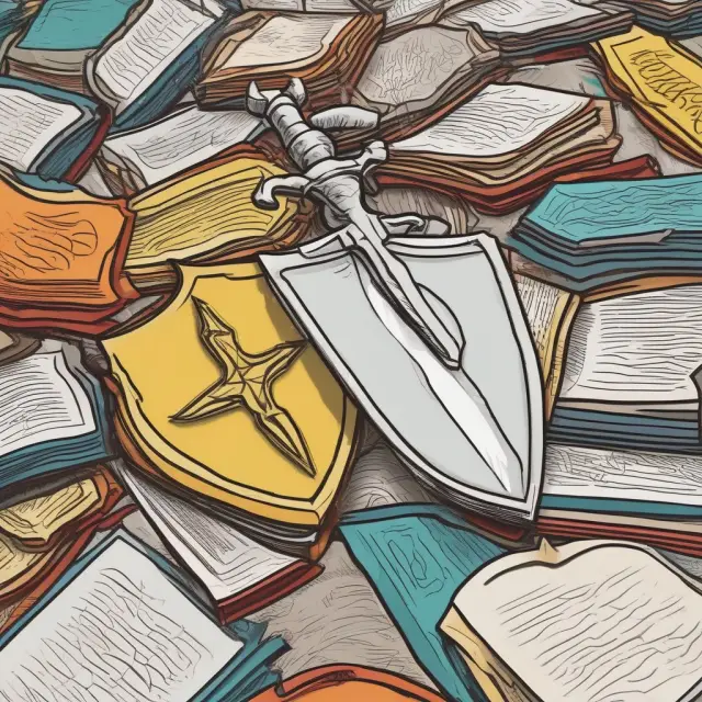A person wielding both a shield (cease-and-desist letter) and a sword (legal action) in the context of trademark disputes.