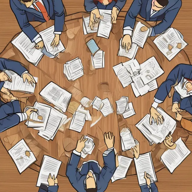 A trademark owner (person) and potential buyer/licensee (figure) engaging in negotiations over trademark exchange