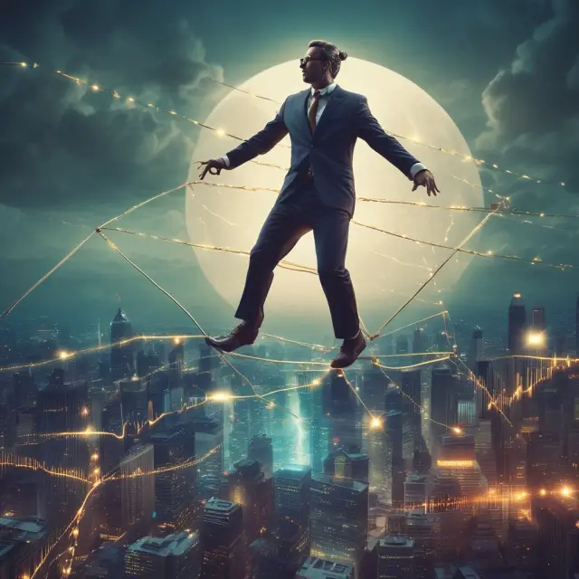 Trader capitalizing on event risks and opportunities amidst turbulent financial waters
