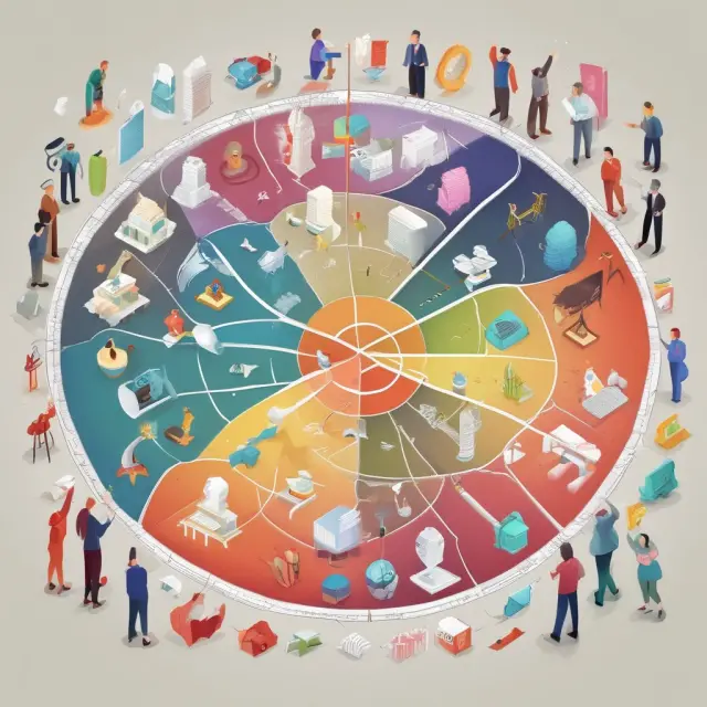 Strategist working with objectives, risk tolerance, time horizon, and tax implications on an intricate investment loom