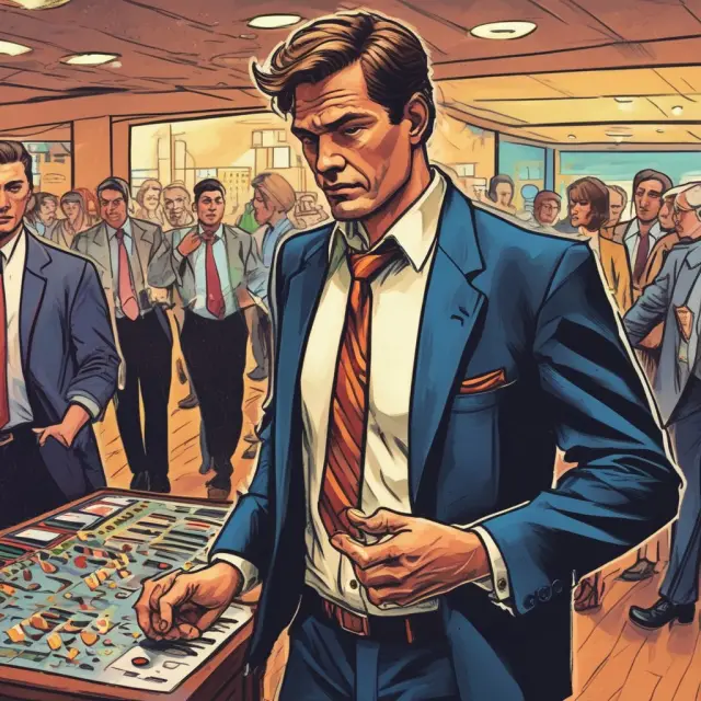 Day trader interacting with financial instruments and FINRA regulations on a lively dance floor