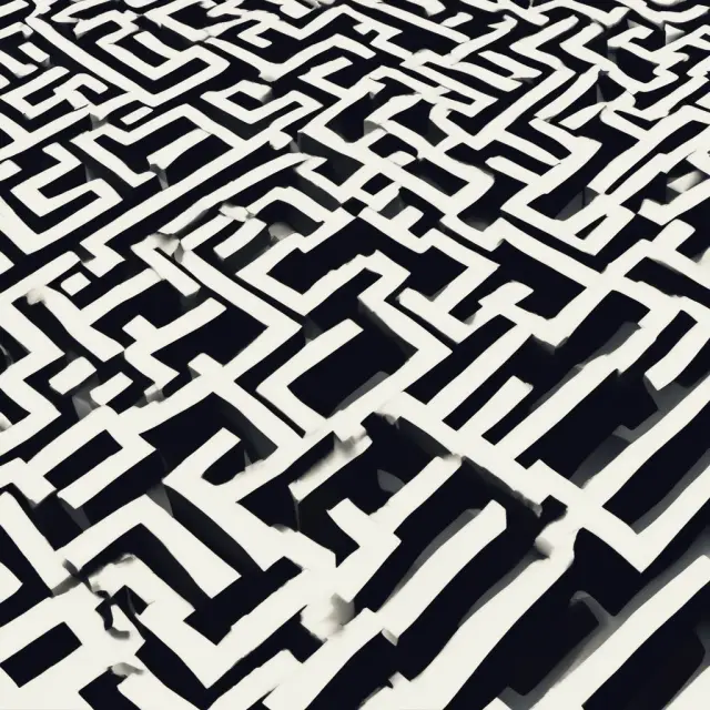 A pattern day trader delicately maneuvering through a labyrinthine maze, emphasizing the complexity of navigating margin requirements and account management