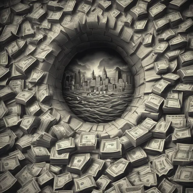 A chaotic financial storm revealing trading books