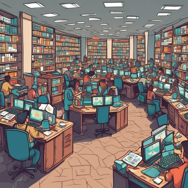 An image of a vibrant, bustling equity trading desk with various traders exchanging information and dealing in equity shares