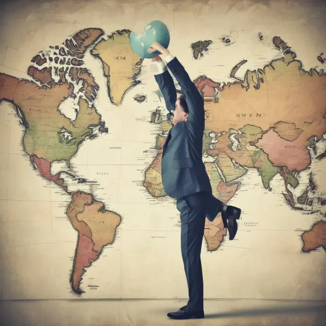 A globetrotting trader managing regulatory trading halts across a world map, symbolizing the global reach and impact of market suspensions