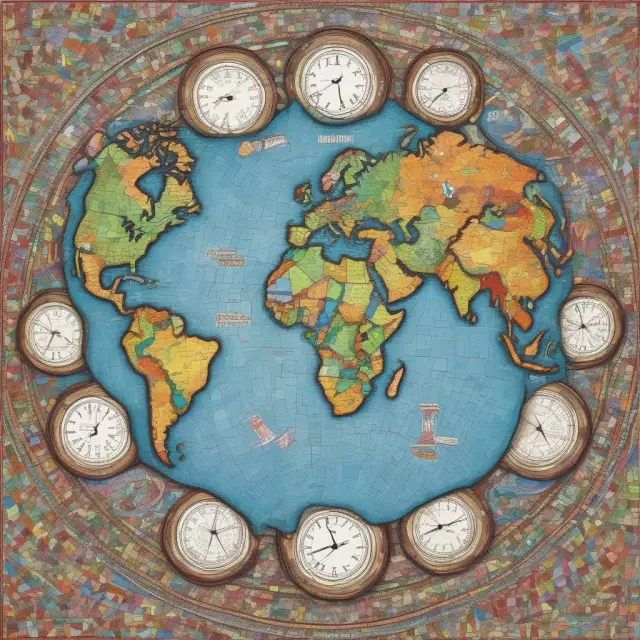 A mosaic showcasing world maps and clock faces representing global trading sessions