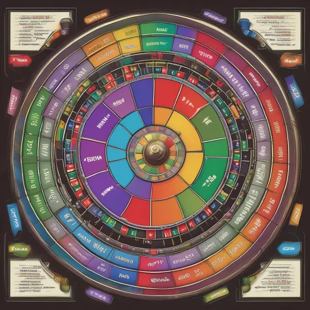Colorful roulette wheel with investment sectors: Stocks, Bonds, Mutual Funds, ETFs, Real Estate, and Alternative Investments.