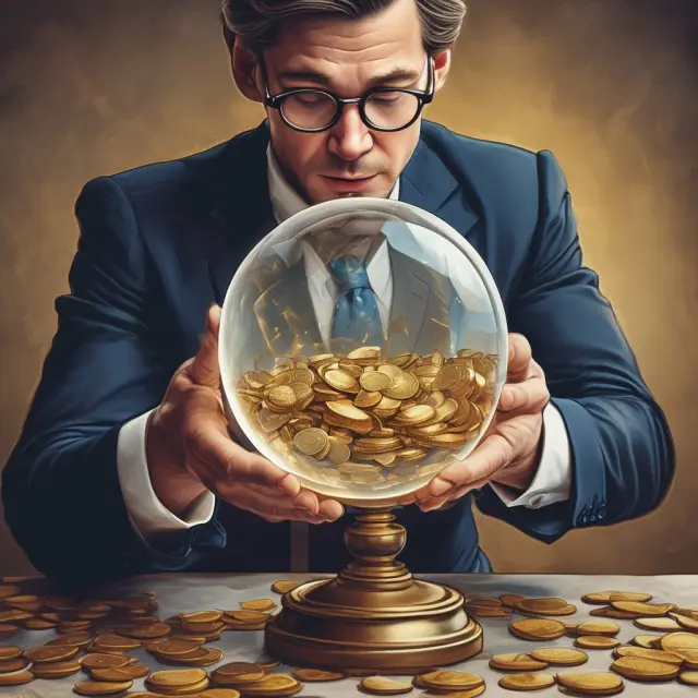 An investor uses a crystal ball to evaluate trailing PE ratios of different stocks for investment analysis