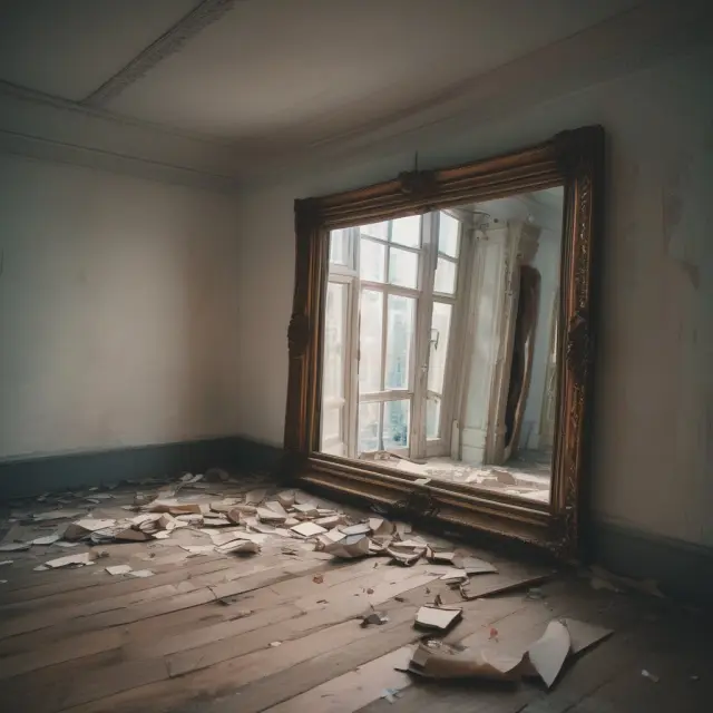 A mirror with a historical financial chart reflected in it, symbolizing trailing P/E ratio