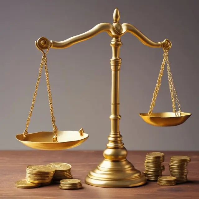 Small golden scales with coins, representing the impact of per-transaction fees on small businesses.