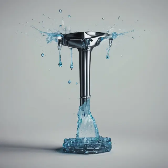 A leaking faucet symbolizing transaction costs dripping away from a net return jar, representing the impact of hidden expenses on long-term investment gains