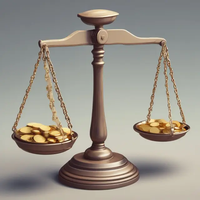 Image of scales with one pan labeled 