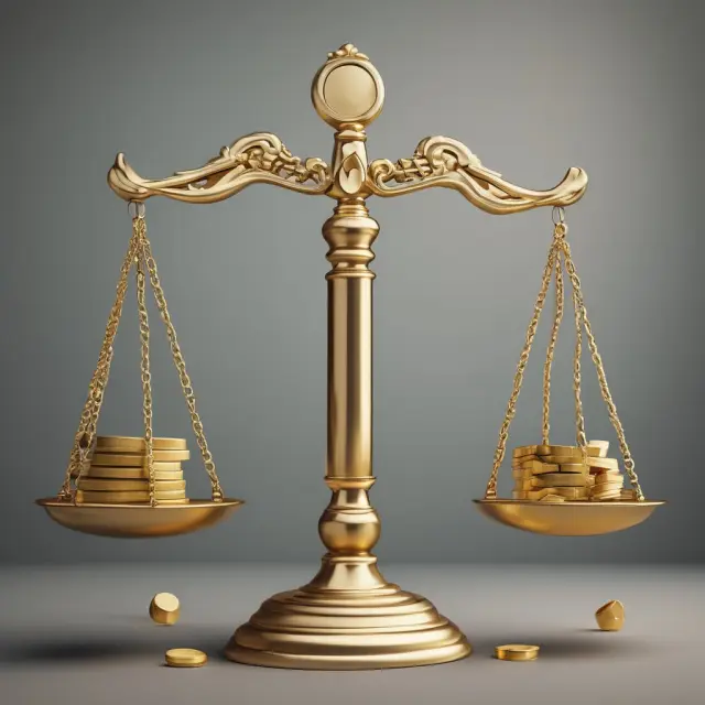 A person holds scales balanced by a golden piggy bank, representing transaction costs in the form of mutual fund fees and financial advisors