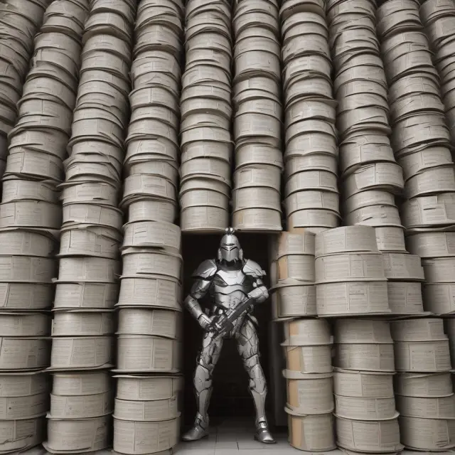 An armored fortress safeguarding extensive paper records representing transfer pricing documentation.
