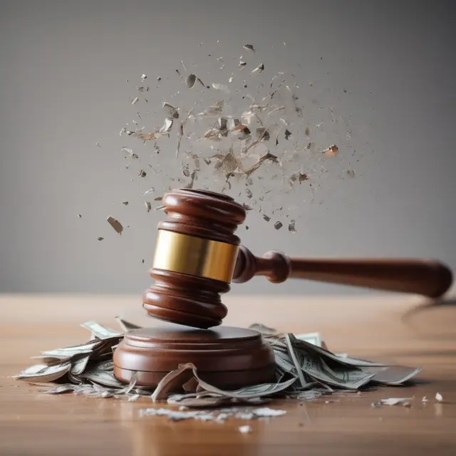 Gavel shatters financial records, illustrating potential litigation risks associated with transfer pricing