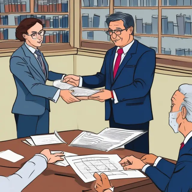 Bankers securely exchanging transferable letters of credit to symbolize trust and reliability in international transactions