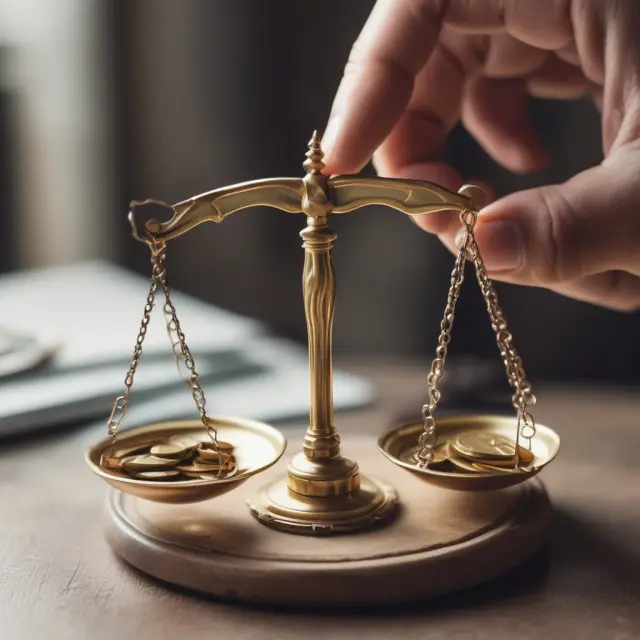 Shareholder weighing transfer agent fees against benefits, with scale and coins symbolizing costs